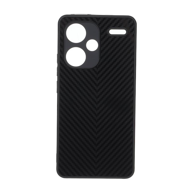 قاب گوشی Redmi Note 13 Pro Plus شیائومی مدل PVD طرح کربن ضد خش پشت گلس شیشه ای محافظ لنز دار مشکی کد 181133