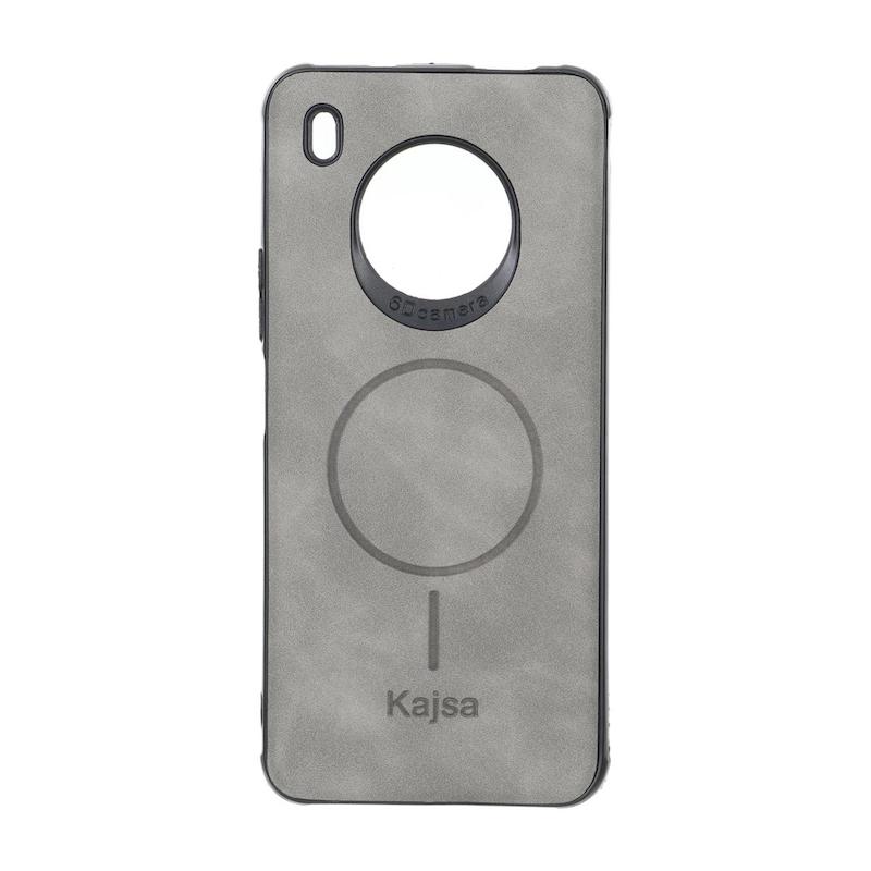قاب گوشی Huawei Y9A هوآوی ژله ای چرمی جیر کجسا KAJSA طرح مگ سیف Magsafe طوسی کد 181140