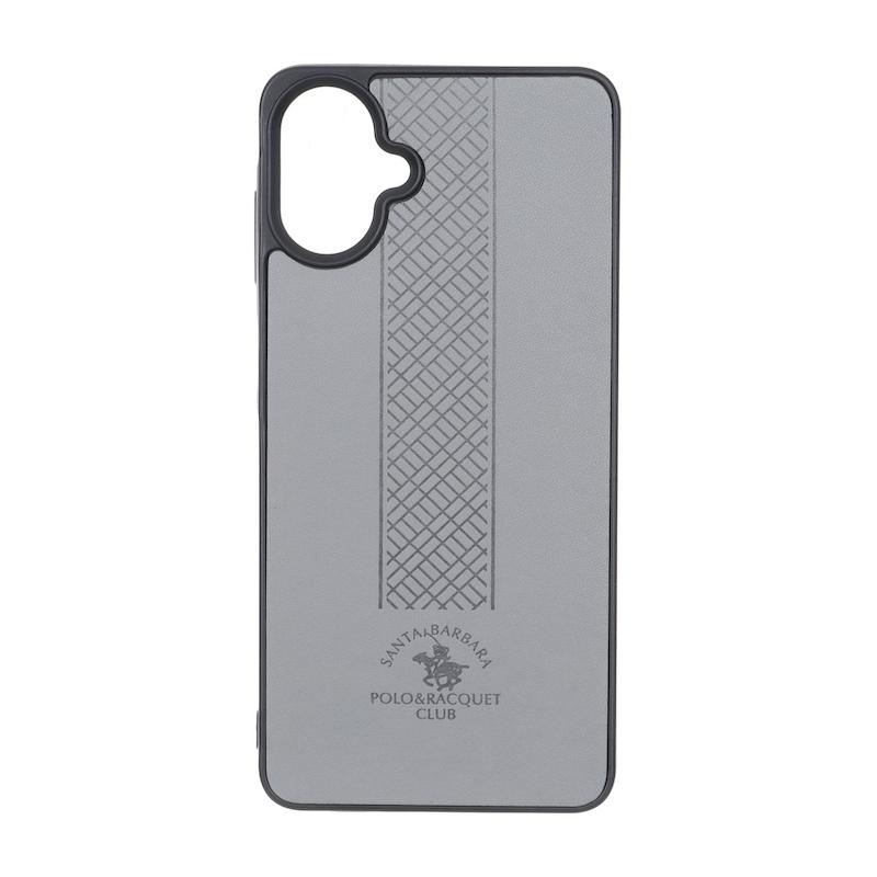 قاب گوشی Galaxy A07 سامسونگ ژله ای طرح چرم هاشور پولو POLO طوسی