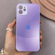 قاب گوشی iPhone 12 آیفون PVD ضد خش پشت گلس شیشه ای مات دو رنگ محافظ لنز دار بنفش 