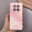 قاب گوشی Redmi Note 14 Pro 4G شیائومی PVD ضد خش پشت گلس شیشه ای مات دو رنگ محافظ لنز دار صورتی