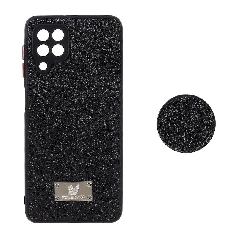 قاب گوشی Galaxy A22 4G - M32 4G سامسونگ اکلیلی سواروسکی پاپ سوکت دار مشکی کد 181361