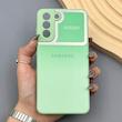 قاب گوشی Galaxy S21 FE سامسونگ PVD شیشه ای براق مدل AUTO FOCUS محافظ لنز دار