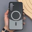 قاب گوشی Galaxy A55 سامسونگ CASE PVD مگ سیف اصلی هاشور کربن مشکی