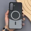 قاب گوشی Galaxy A56 سامسونگ CASE PVD مگ سیف اصلی هاشور کربن مشکی