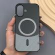 قاب گوشی iPhone 16 آیفون CASE PVD مگ سیف اصلی هاشور کربن مشکی