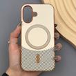 قاب گوشی iPhone 16 آیفون CASE PVD مگ سیف اصلی هاشور کربن کرم