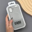 قاب گوشی iPhone 16 آیفون CASE PVD مگ سیف اصلی هاشور کربن خاکستری کد 1000981