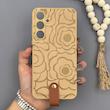 قاب گوشی Galaxy A35 سامسونگ چرمی Hard اورجینال Unique Case بند انگشتی طرح گل نسکافه‌ای