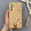 قاب گوشی Galaxy A54 سامسونگ چرمی Hard اورجینال Unique Case بند انگشتی طرح گل نسکافه‌ای