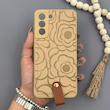 قاب گوشی Galaxy S21 FE سامسونگ چرمی Hard اورجینال Unique Case بند انگشتی طرح گل نسکافه‌ای