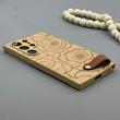قاب گوشی Galaxy S24 Ultra سامسونگ چرمی Hard اورجینال Unique Case بند انگشتی طرح گل نسکافه‌ای کد 1000355