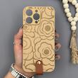 قاب گوشی iPhone 15 Pro Max آیفون چرمی Hard اورجینال Unique Case بند انگشتی طرح گل نسکافه‌ای