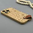 قاب گوشی iPhone 15 Pro Max آیفون چرمی Hard اورجینال Unique Case بند انگشتی طرح گل نسکافه‌ای کد 1000358