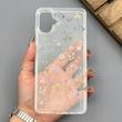قاب گوشی Galaxy A06 سامسونگ شفاف پشت طلقی شیشه‌ای دور ژله ای طرح گل