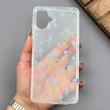 قاب گوشی Galaxy A06 سامسونگ شفاف پشت طلقی شیشه‌ای دور ژله ای طرح گل آبی