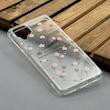 قاب گوشی Galaxy A12 - M12 سامسونگ شفاف پشت طلقی شیشه‌ای دور ژله ای طرح گل صورتی کد 1002471