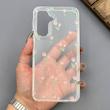قاب گوشی Galaxy A16 سامسونگ شفاف پشت طلقی شیشه‌ای دور ژله ای طرح گل لاله