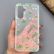 قاب گوشی Galaxy A16 سامسونگ شفاف پشت طلقی شیشه‌ای دور ژله ای طرح گل لاله