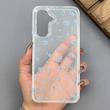 قاب گوشی Galaxy A16 سامسونگ شفاف پشت طلقی شیشه‌ای دور ژله ای طرح گل آبی