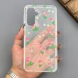قاب گوشی Galaxy A17 سامسونگ شفاف پشت طلقی شیشه‌ای دور ژله ای طرح گل لاله