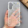 قاب گوشی Galaxy A17 سامسونگ شفاف پشت طلقی شیشه‌ای دور ژله ای طرح گل