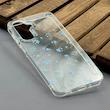 قاب گوشی Galaxy A17 سامسونگ شفاف پشت طلقی شیشه‌ای دور ژله ای طرح گل آبی کد 1002503