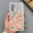 قاب گوشی Galaxy A26 سامسونگ شفاف پشت طلقی شیشه‌ای دور ژله ای طرح گل لاله