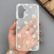 قاب گوشی Galaxy A26 سامسونگ شفاف پشت طلقی شیشه‌ای دور ژله ای طرح گل بابونه