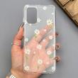 قاب گوشی Galaxy A32 4G سامسونگ شفاف پشت طلقی شیشه‌ای دور ژله ای طرح گل بابونه