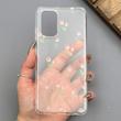 قاب گوشی Galaxy A32 4G سامسونگ شفاف پشت طلقی شیشه‌ای دور ژله ای طرح گل لاله