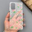 قاب گوشی Galaxy A32 4G سامسونگ شفاف پشت طلقی شیشه‌ای دور ژله ای طرح گل لاله