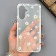 قاب گوشی Galaxy A36 سامسونگ شفاف پشت طلقی شیشه‌ای دور ژله ای طرح گل بابونه 