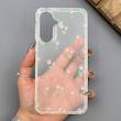 قاب گوشی Galaxy A36 سامسونگ شفاف پشت طلقی شیشه‌ای دور ژله ای طرح گل لاله 