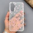قاب گوشی Galaxy A36 سامسونگ شفاف پشت طلقی شیشه‌ای دور ژله ای طرح گل صورتی 