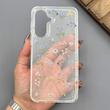 قاب گوشی Galaxy A37 سامسونگ شفاف پشت طلقی شیشه‌ای دور ژله ای طرح گل
