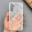 قاب گوشی Galaxy A54 سامسونگ شفاف پشت طلقی شیشه‌ای دور ژله ای طرح گل