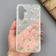 قاب گوشی Galaxy A54 سامسونگ شفاف پشت طلقی شیشه‌ای دور ژله ای طرح گل لاله