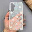 قاب گوشی Galaxy A54 سامسونگ شفاف پشت طلقی شیشه‌ای دور ژله ای طرح گل آبی