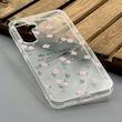 قاب گوشی Galaxy A54 سامسونگ شفاف پشت طلقی شیشه‌ای دور ژله ای طرح گل صورتی کد 1002568