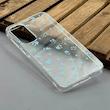 قاب گوشی Galaxy A55 سامسونگ شفاف پشت طلقی شیشه‌ای دور ژله ای طرح گل آبی کد 1002571