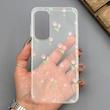 قاب گوشی Galaxy A55 سامسونگ شفاف پشت طلقی شیشه‌ای دور ژله ای طرح گل لاله