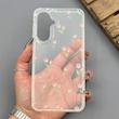 قاب گوشی Galaxy A56 سامسونگ شفاف پشت طلقی شیشه‌ای دور ژله ای طرح گل لاله