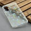 قاب گوشی Galaxy A56 سامسونگ شفاف پشت طلقی شیشه‌ای دور ژله ای طرح گل آبی کد E1-1002582