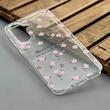 قاب گوشی Galaxy A56 سامسونگ شفاف پشت طلقی شیشه‌ای دور ژله ای طرح گل صورتی کد E1-1002584