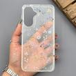 قاب گوشی Galaxy A57 سامسونگ شفاف پشت طلقی شیشه‌ای دور ژله ای طرح گل