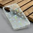 قاب گوشی Galaxy A57 سامسونگ شفاف پشت طلقی شیشه‌ای دور ژله ای طرح گل آبی کد 1002590
