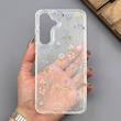 قاب گوشی Galaxy S25 FE سامسونگ شفاف پشت طلقی شیشه‌ای دور ژله ای طرح گل