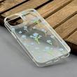 قاب گوشی iPhone 13 - iPhone 14 آیفون شفاف پشت طلقی شیشه‌ای دور ژله ای طرح گل آبی کد 1002607