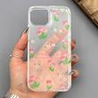 قاب گوشی iPhone 13 - iPhone 14 آیفون شفاف پشت طلقی شیشه‌ای دور ژله ای طرح گل لاله